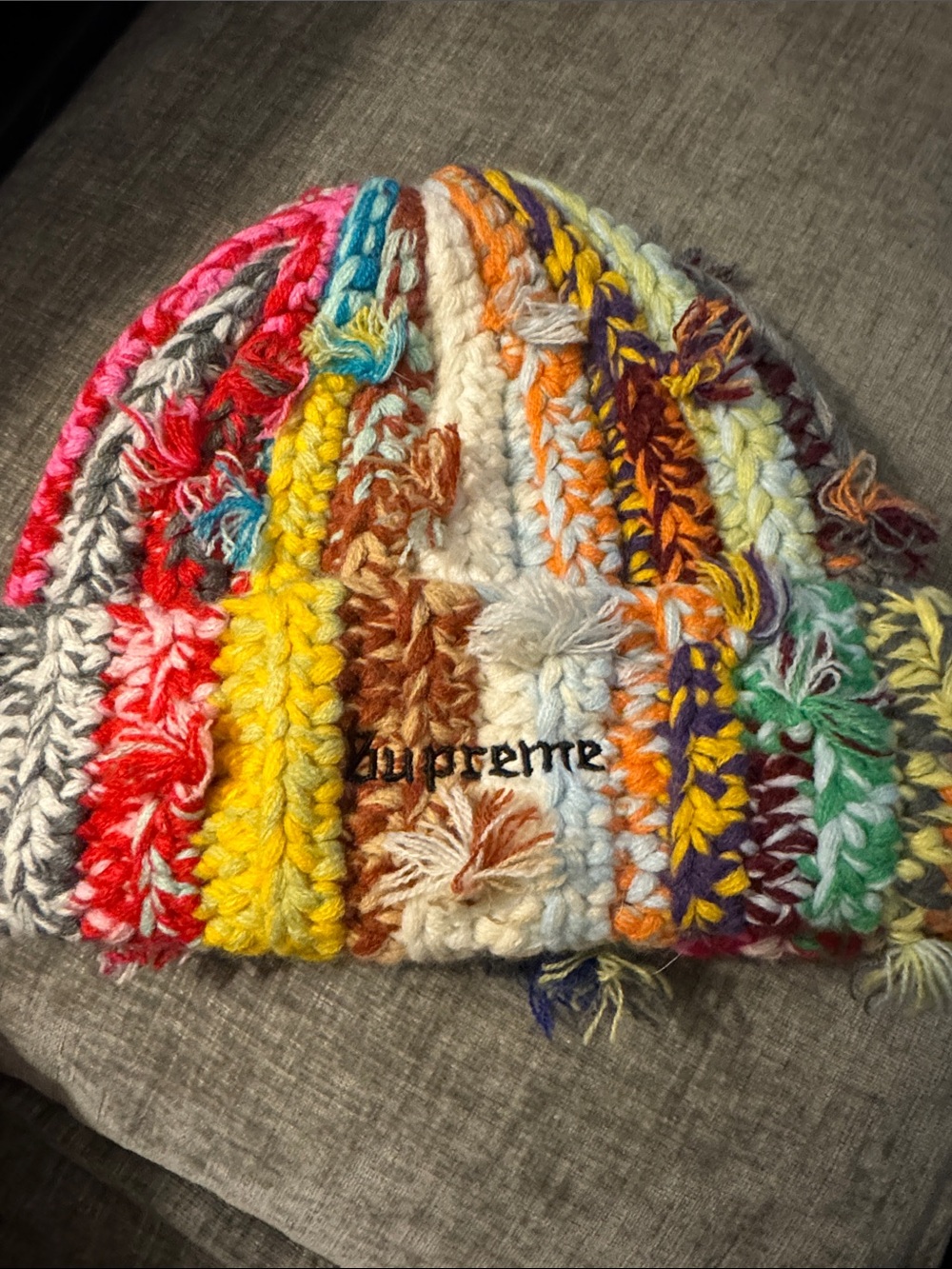 Supreme Multicolor Striped Knit Beanie with Embroidered Logo